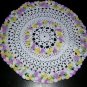 Tiny vintage crocheted doily with 3-D flowers sweet hc1880