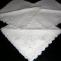 3 Antique embroidered linen napkins oak leaves posh hc1892
