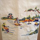Cross-stitch embroidered hand or guest towel cotton vintage hc1908