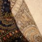Oval cotton tablecloth shades brown floral leaves paisley vintage linens hc1929