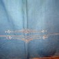 Tablecloth white embroidery and threadwork on blue cotton vintage hc1955