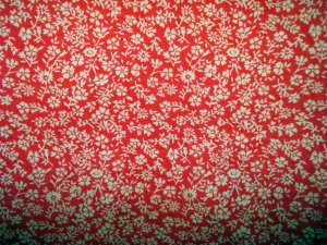 Hostess apron tiny floral print ruffle red excellent vintage hc1964