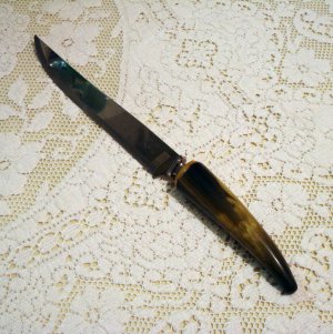 Crown Sheffield stainless carving knife pistol bakelite handle vintage cutlery hc1967