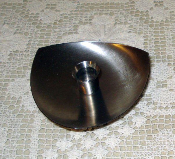 Pair stainless steel candle holders Danish modern style for thin tapers