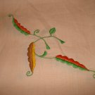 Embroidered linen tablecloth 4 napkins set threadwork hem vintage hc1981
