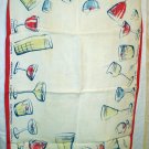 1950s Vintage linen towel cocktails not perfect hc1994