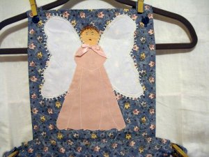 Angel applique bib apron 31 inch skirt pocket handmade unused vintage hc2029