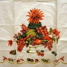 Fine Irish linen tea towel fruit compote unused vintage hc2036