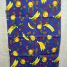 Mixed fruit on blue cotton kitchen towel unused vintage hc2046