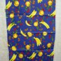 Mixed fruit on blue cotton kitchen towel unused vintage hc2046