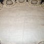 Antique jacquard linen table centerpiece crocheted medallion edge hc2073