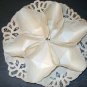 Battenburg lace trimmed cotton roll or bun cozy vintage linens hc2075