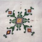 Antique Hardanger embroidered linen tablecloth threadwork details hc2087
