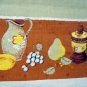 Varitex linen tablecloth country motif churns eggs crocks oak bucket vintage linens hc1198