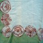 Varitex linen tablecloth country motif churns eggs crocks oak bucket vintage linens hc1198