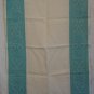 Turquoise jacquard on white linen towel elegant vintage linens hc2097
