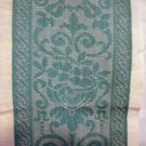 Turquoise jacquard on white linen towel elegant vintage linens hc2097