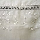 Shamrock whitework embroidery threadwork linen pillow cover or tablecloth antique  hc2099