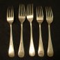 5 Antique dinner forks silver plate 2 makers same pattern 19th century antique silver hc2107