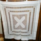 Victorian thread work white linen tablecloth threadwork antique linens hc2113