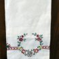 Maroon embroidered linen hand guest towel vintage linens hc2125