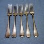 5 Antique dinner forks silver plate 2 makers same pattern 19th century antique silver hc2107