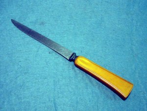 Butterscotch bakelite stainless steel kitchen knife vintage cutlery hc2164