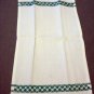 Pair embroidered huck guest towels green on white vintage hc2168