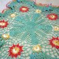 Lacy crocheted colored doily salmon and sage vintage needlework hc2172