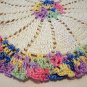 Pair hand crocheted ruffled small doilies or hot pads variegated thread vintage hc2183