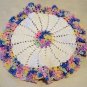 Pair hand crocheted ruffled small doilies or hot pads variegated thread vintage hc2183