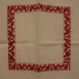 Redwork embroidered cotton tablecloth lovebirds flowers antique linens hc2186