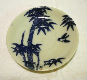 Bamboo with bluebird Nippon small plate or saucer antique porcelain hc2201