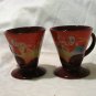 2 Espresso cone shaped cups mugs signed dated theatre music motif hc2210