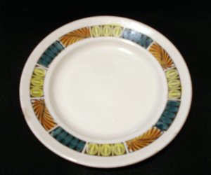 2 Pieces Kathie Winkle Mardi Gras retro ironstone Broadhurst cereal bowl bread plate hc2216