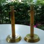 Pair Art Deco caramel Bakelite brass fluted mantle candlesticks hc2245