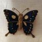 Brass and cloisonne butterfly fridge magnet blue green irridescent vintage hc2267