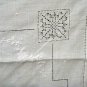 Punchwork and whitework embroidered fine linen table mat tray liner antique hc2273