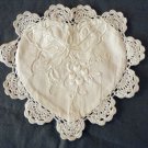 Whitework heart shaped sachet pocket crocheted lace edge hc2286