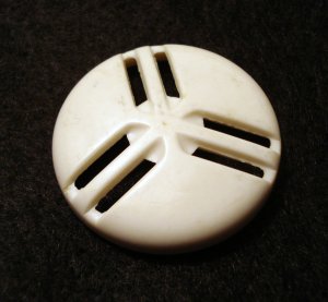 4 Art Deco plastic buttons white self shank large size great hc2296