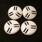 4 Art Deco plastic buttons white self shank large size great hc2296