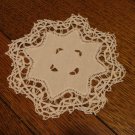 Set of 4 linen handmade lace drink coasters cutwork vintage hc2305