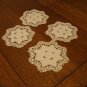Set of 4 linen handmade lace drink coasters cutwork vintage hc2305