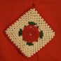 Granny square rose centers potholder and hot pad hand crochet vintage hc2322