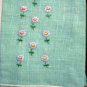 Pair vintage linen guest towels lemon mint hand embroidery piped hem hc2326