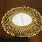 3 Piece buffet set of linen centered crocheted doilies varigated thread vintage hc2351