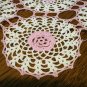 Antique hand crochet doily small flower centered circles oblong  hc2355