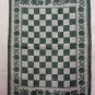 Jacquard tea kitchen towel checkerboard fruit motif green vintage hc2369