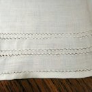 Threadwork edged linen guest hand towel white vintage hc2375
