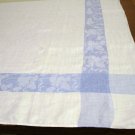 Antique linen tablecloth jacquard weave classic blue frame hc2376